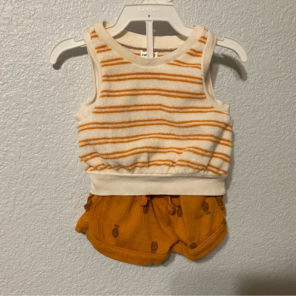 Carter’s Striped Tank Top and Pineapple Shorts Set 0-3 months